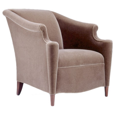 French Club Lounge Chair with gray mohair upholstery.