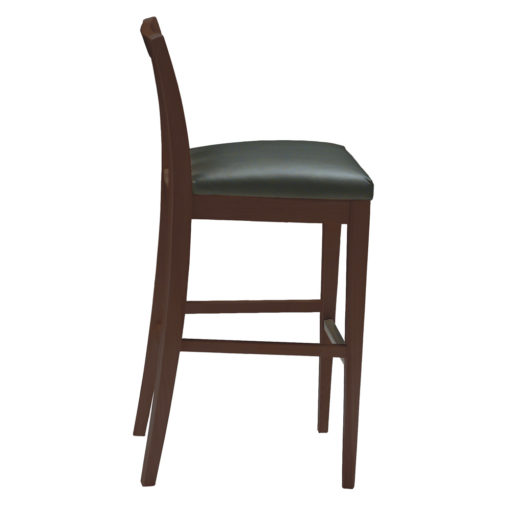 Benton Barstool with green upholstery and foot rail.