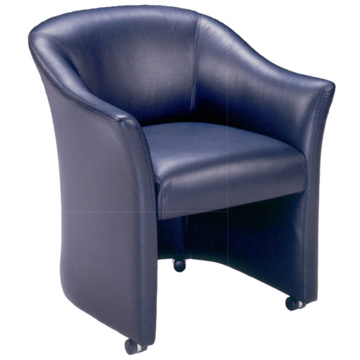 Childress II pull up upholstered in blue leather on casters