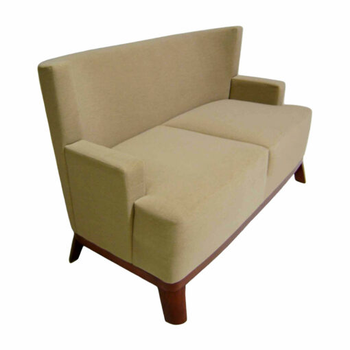 Manduba Louge Settee with beige upholstery and a wooden base and legs
