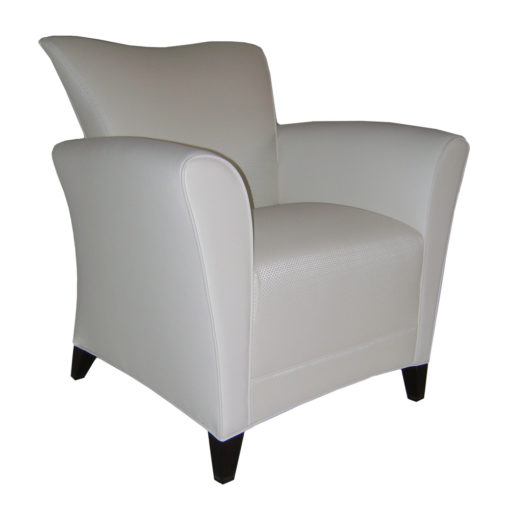 Rawlins Lounge Chair with white upholstery with black steel legs.