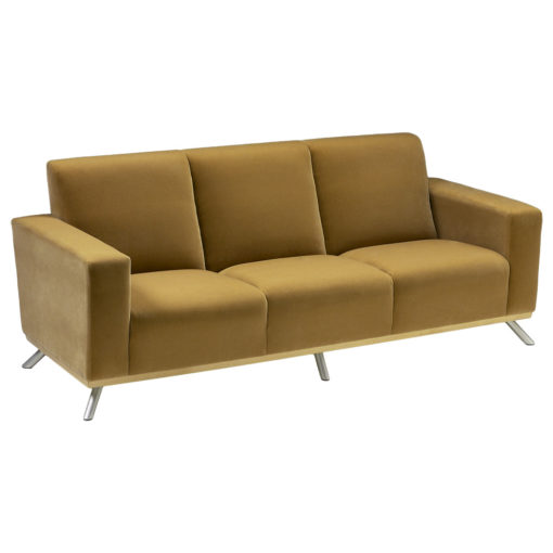 Soma Lounge Sofa in tan upholstery with aluminum legs.
