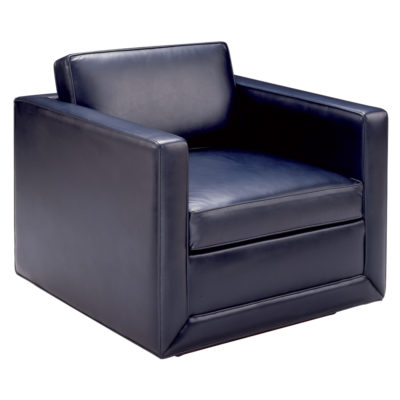 Tuxedo lounge chair upholstered in black leather