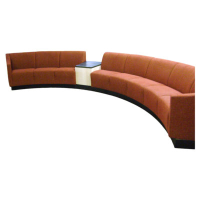 Crockett BQ8 Banquette with orange upholstery.