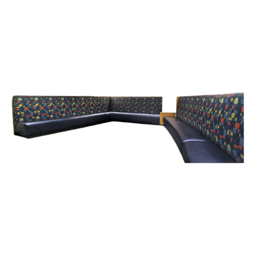 Temple BQ12 Banquette with a high back and long seat upholstered in blue.