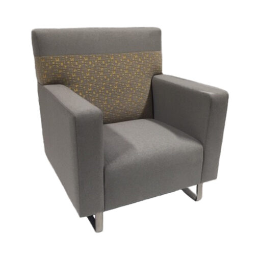 Gray Conroe lounge chair featuring metal legs.