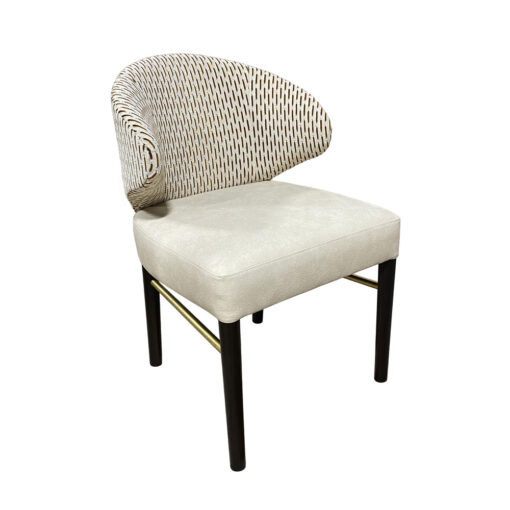 Westlake pull up chair with side stretchers on wood legs. Upholstered in a soft cream leather.